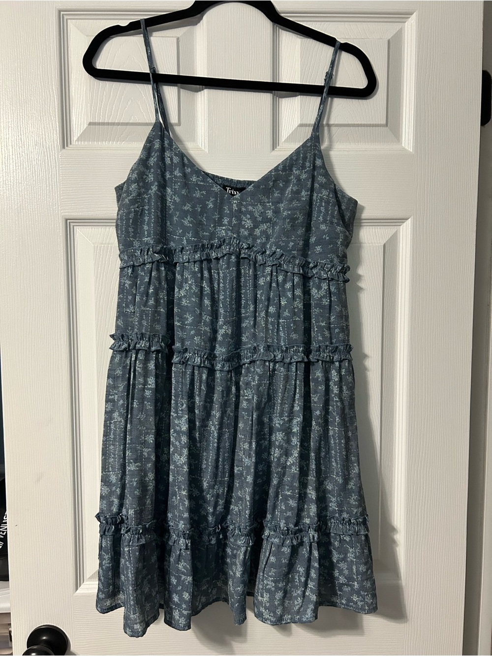 Trixxi Blue Floral Tiered Mini Dress